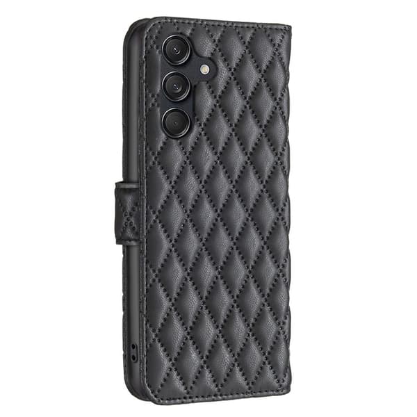 Rhombus mat Samsung Galaxy M55 flip etui - Sort Black