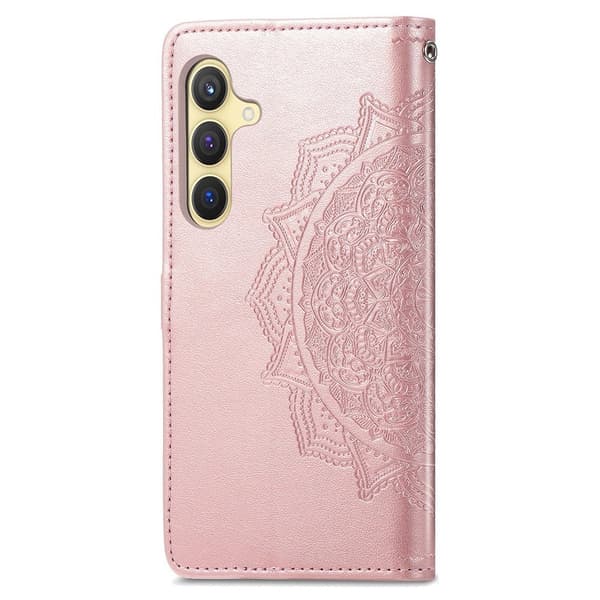 Mandala Samsung Galaxy S24 Plus nahkakotelo - Ruusukulta Pink
