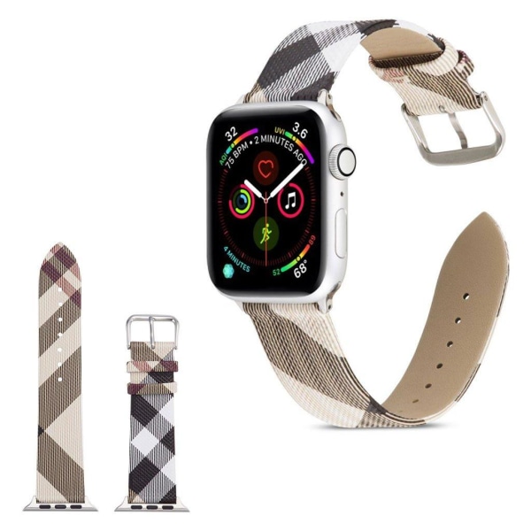 Apple Watch Series 5 44mm Geometrisk stil ægte læder Urrem - Sor Multicolor