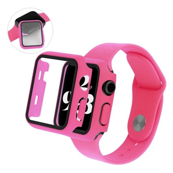 Apple Watch Series 6 / 5 44mm suojus karkaistulla lasilla + kellonauha - Ruusu Pink