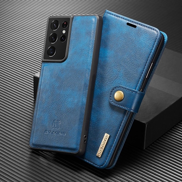 DG.MING Samsung Galaxy S21 Ultra 2-i-1 plånboksfodral - Blå Blå