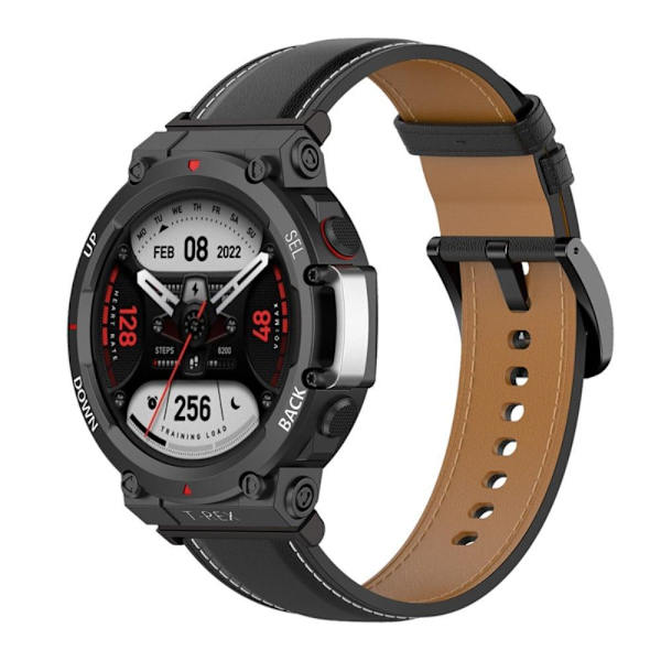 Amazfit T-Rex 2 urrem i ægte læder med værktøj - Sort Black