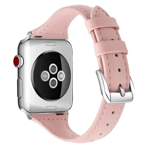 Apple Watch (41mm) B6 äkta Läder Klockarmband - Rose Rosa / Stor Rosa