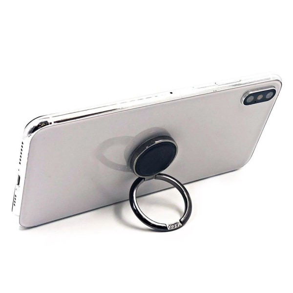 Universal leather phone ring stand - Silver Silvergrå