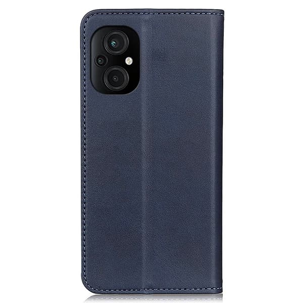 Flip Etui med Pung i Ægte Læder til Xiaomi Poco M5 - Blå Blue