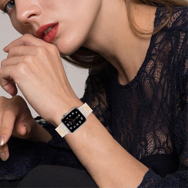 Apple Watch (45 mm) klockarmband med 3 pärlor i resin - Vit Vit