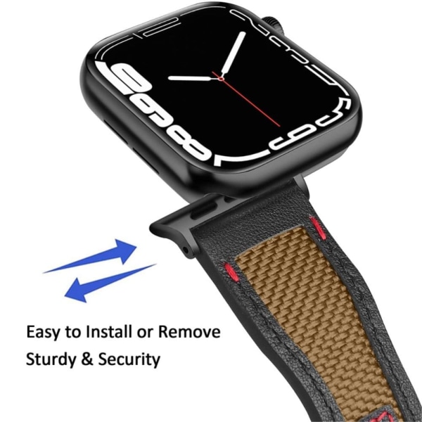 Apple Watch Series 8 (41mm) nylon with cowhide leather watch str Svart