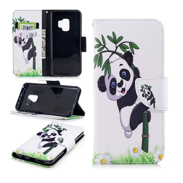 Samsung Galaxy S9 Printet Mønster PU læder flip etui - Panda på Bambus Multicolor