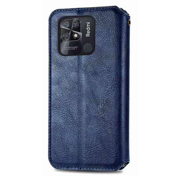 Läder Xiaomi Redmi 10C fodral med romb-design - Blå Blå