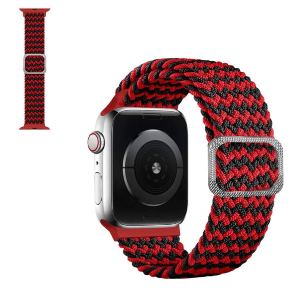 Apple Watch 42mm - 44mm nylonflettet urrem - Bølget Rød Sort Red