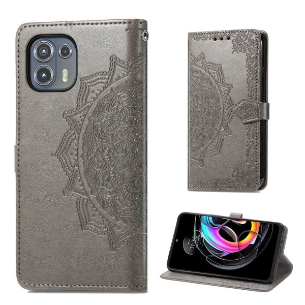 Mandala Motorola Edge 20 Lite Flip Etui - Grå Silver grey