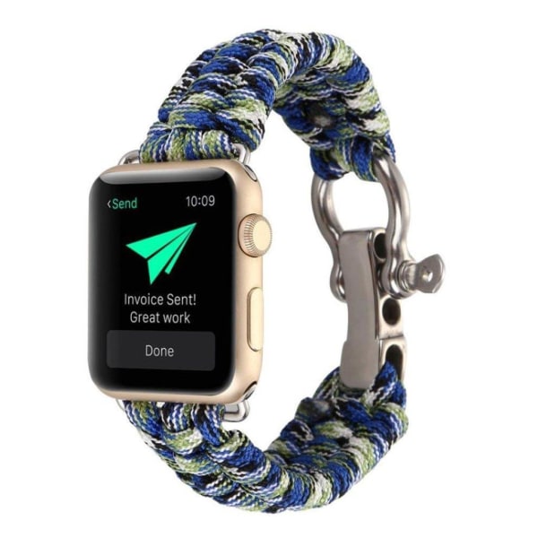 Apple Watch Series 4 44mm erstatnings urrem i flettet nylon - Blå/Grøn Multicolor