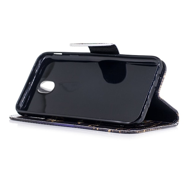 Samsung Galaxy J7 (2017) Charmerende læder etui - Sommerfugl og diamanter Multicolor