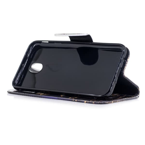 Samsung Galaxy J7 (2017) Etui laget av kunstlær og silikon – Diamant sommerfugl Multicolor