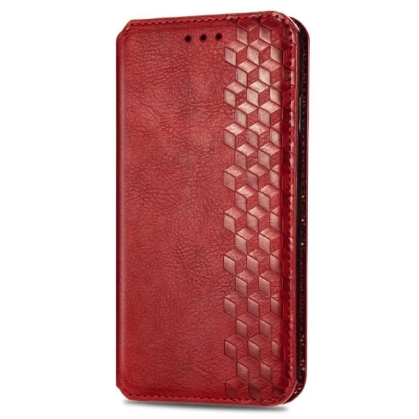 Nahkakotelo With A Stylish Rhombus Imprint For OnePlus Nord CE 2 5G - Punainen Red