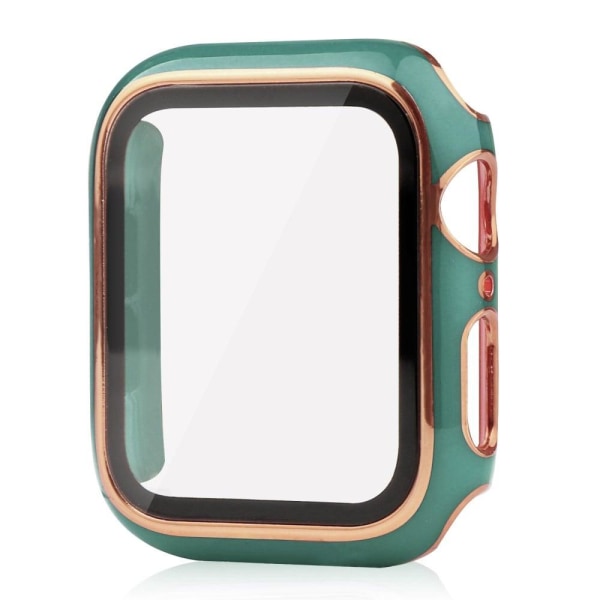 Apple Watch Series 8 (41mm) dual color electroplating cover with tempered glass - Blackish Green / Gold Grön