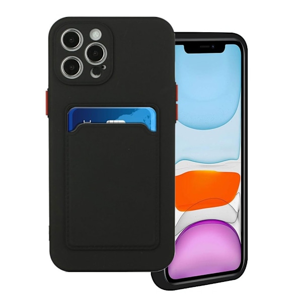 Card Holder Suojakuori For iPhone 12 / 12 Pro - Musta Black