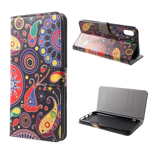 iPhone XS Max mobilfodral syntetläder silikon plånbok stående tryckmönster - Paisley blomma multifärg