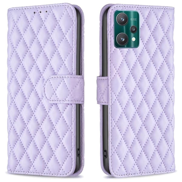 Rombemønster, matt flip-deksel for Realme V25 / Realme 9 Pro - Lilla Purple