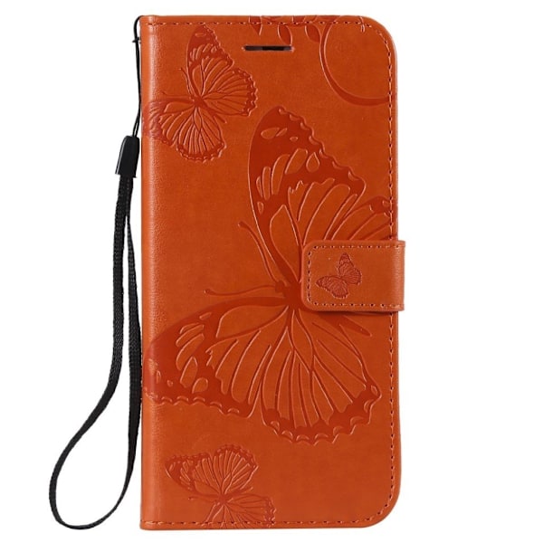 Huawei P Smart 2019 trykt sommerfugl læder flip etui - Orange Orange