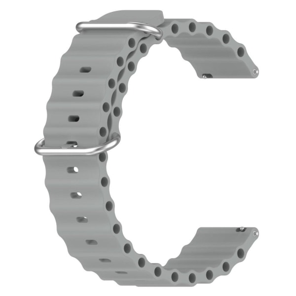22mm Universal wave design silicone watch strap - Grey Silvergrå
