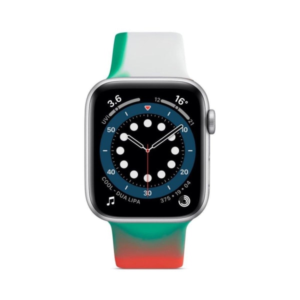 Apple Watch 42mm - 44mm kolmivärinen silikoninen kellonhihna - Punainen / Vihreä / Valkoinen / Koko: S Multicolor