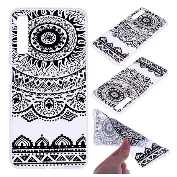 Samsung Galaxy A7 (2018) beskyttelsesetui i silikone med mønster - Sort Mandala Black