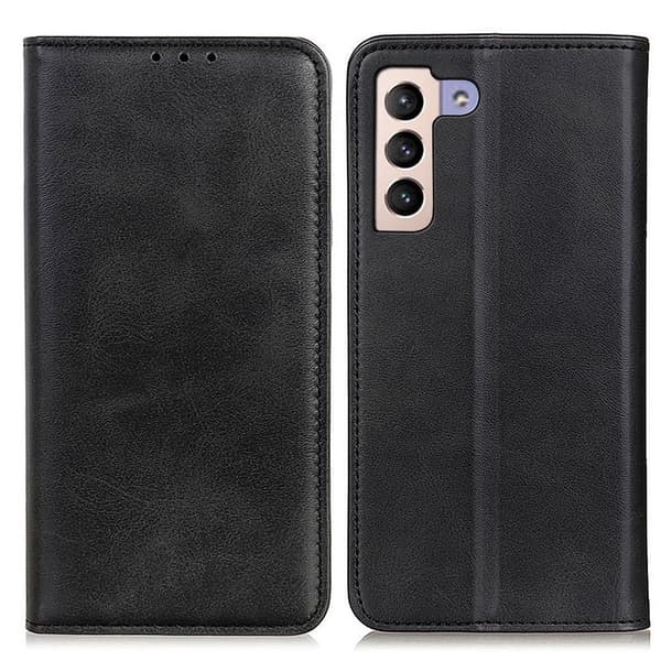 Flip Etui med Pung i Ægte Læder til Samsung Galaxy S23 Plus - Sort Black