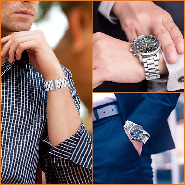 20 mm JLT klockarmband i rostfritt stål med tre pärlor för Samsung Galaxy Watch 4 - Silver Silvergrå