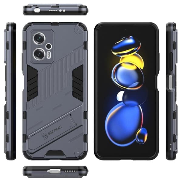 Shockproof Hybrid Deksel med A Modern Touch til Xiaomi Poco X4 Gt / Note 11t Pro / 11t Pro Plus - Mørkeblå Blue