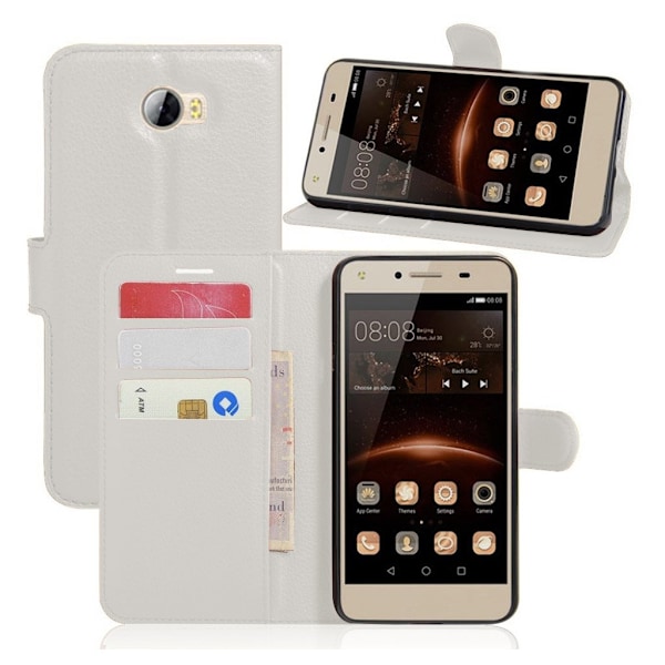 Huawei Y5 II etui i Lychee skind - Hvid White