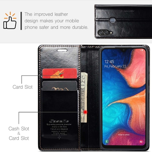 CaseMe Samsung Galaxy M10s / A20 / A30 Glat etui - Sort Black
