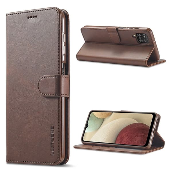 LC.IMEEKE Samsung Galaxy A12 5G flip case - Kahvi Brown