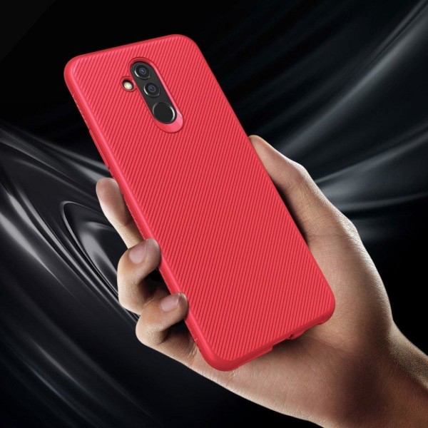 Huawei Mate 20 Lite beskyttelsesetui i silikone med twill tekstu Red