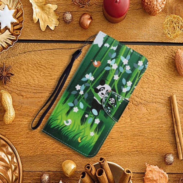 Wonderland Samsung Galaxy A32 Flip etui - Panda og bambus Green