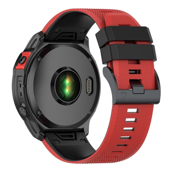 22mm kaksivärinen silikoninen kellohihna Garmin ja Coros kellolle - Punainen / Musta Red