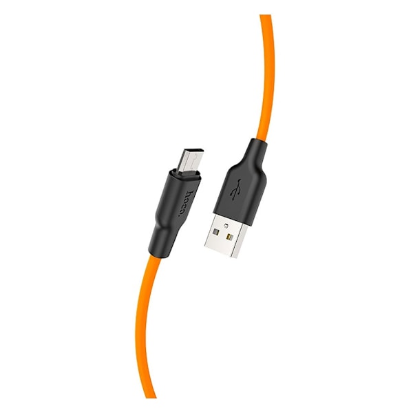 HOCO X21 Plus Silikoneopladerkabel til Micro - Sort & Orange Orange