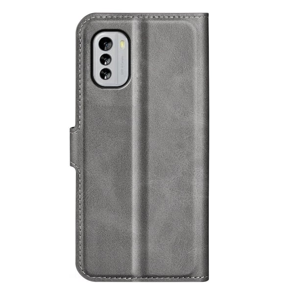 Hållbart konstläder Nokia G60 fodral med plånbok - Silver/Grå Silvergrå