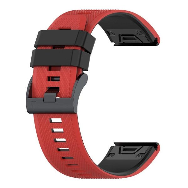 22mm kaksivärinen silikoninen kellohihna Garmin ja Coros kellolle - Punainen / Musta Red