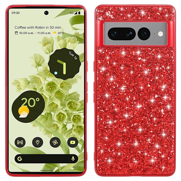 Glitter Google Pixel 8 Pro skal - Röd Röd