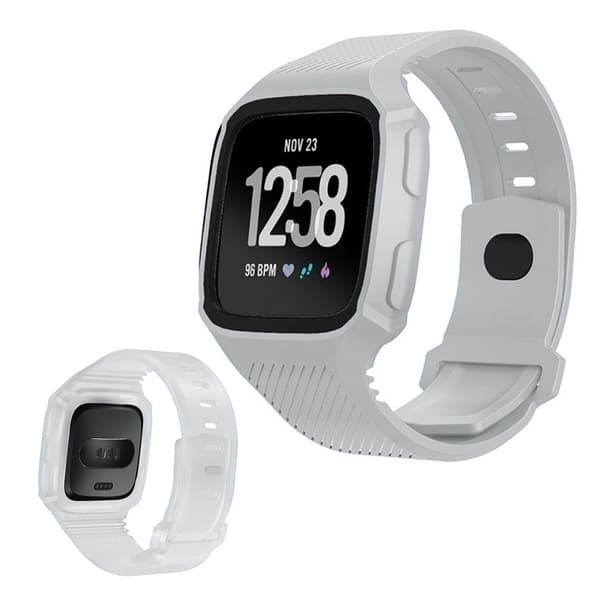 Fitbit Versa cool silikone-urrem - Lysegrå / Sort Silver grey