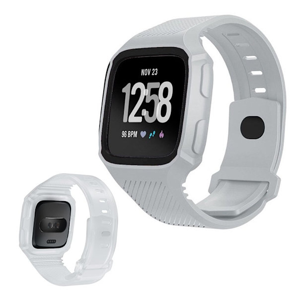 Fitbit Versa siisti silikoninen kellonauha - Vaalean Harmaa / Musta Silver grey