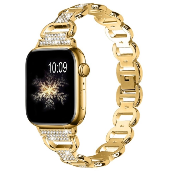 Apple Watch Series 8 (45 mm) / Watch Ultra urrem med rhinestone dekoration - Guld Gold