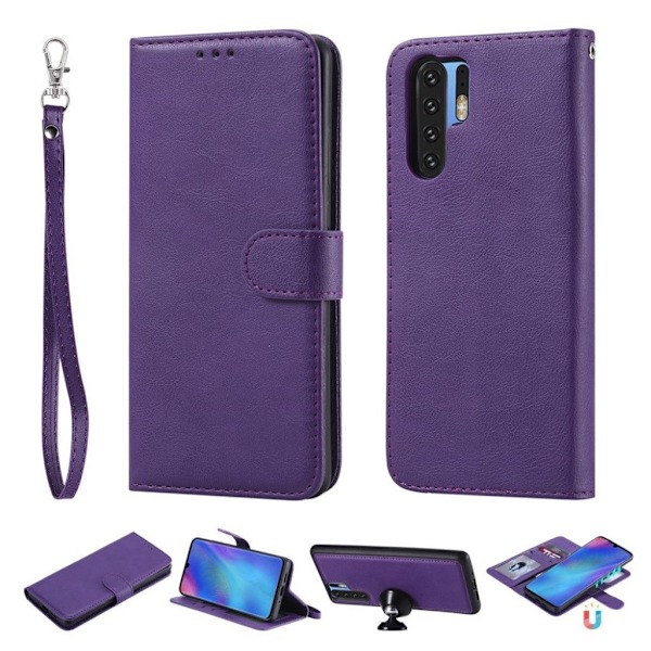 Huawei P30 Pro löstagbart 2-i-1 konstläderfodral - Lila Lila