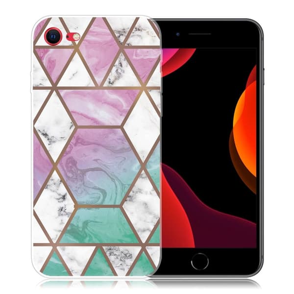 Marble design iPhone SE 2020 & iPhone 7 cover - Hvid Diamant I Farverig Baggrund Multicolor