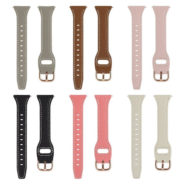 20 mm Universal klockarmband i äkta läder med litchitextur - Mörkrosa Rosa