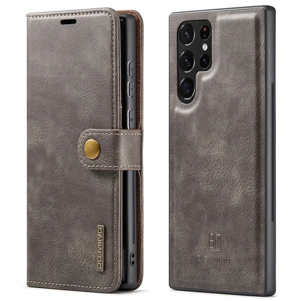DG.Ming Samsung Galaxy S22 Ultra 2-in-1 Lommebok Etui - Grå Silver grey