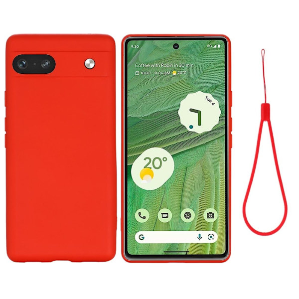 Matt flytende silikondeksel for Google Pixel 7a - Rød Red