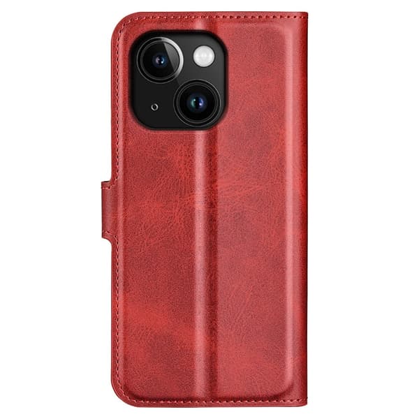 Læretui med Lommebok til iPhone 15 Plus - Rød Red