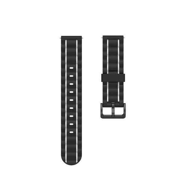 20mm Universal wave style silicone watch strap - White Black